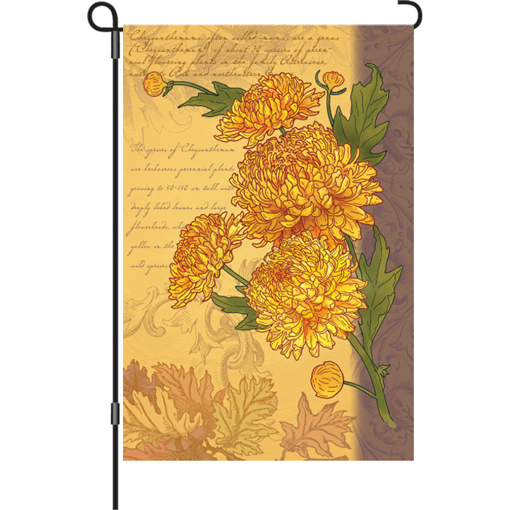 12 in. Vintage Floral Garden Flag - Chrysanthemums