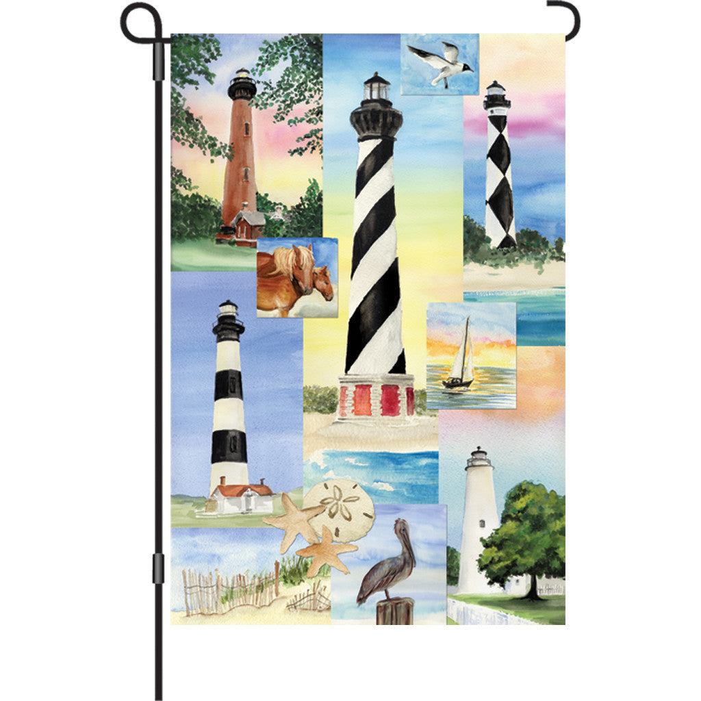 12 in. Coastal Beach Garden Flag - 5 Lighthouses