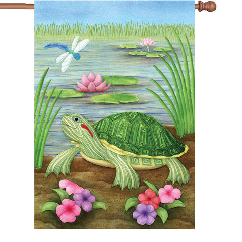 28 in. Lilly Pond House Flag - Turtle Pond