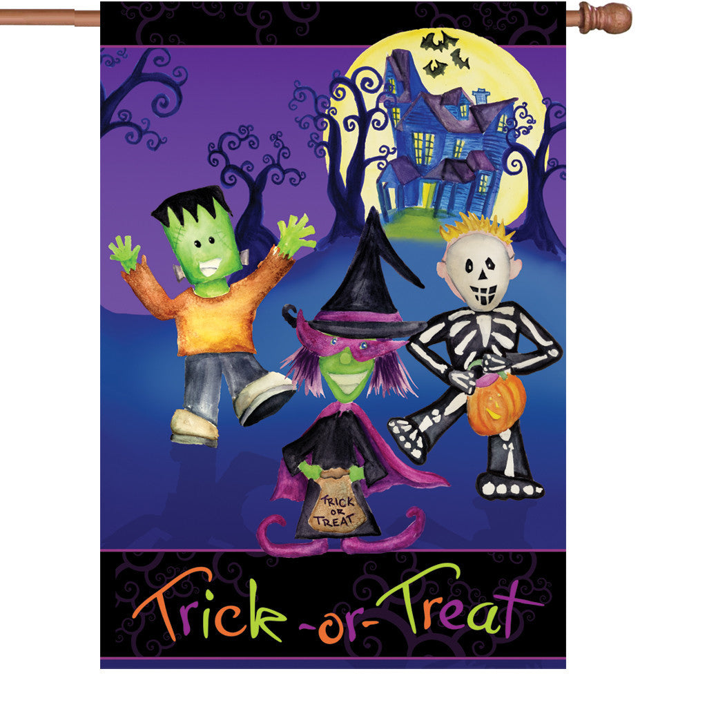 28 in. Halloween House Flag - Trick-or-Treater Monsters