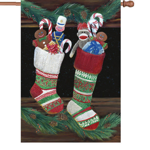 28 in. Christmas House Flag - Christmas Stockings