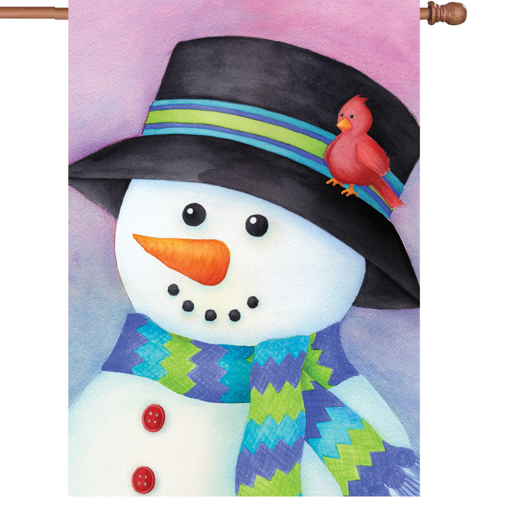 28 in. Christmas House Flag - Friendly Snowman