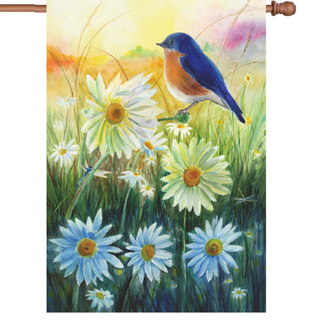 28 in. Bird House Flag - Bluebird Sunrise