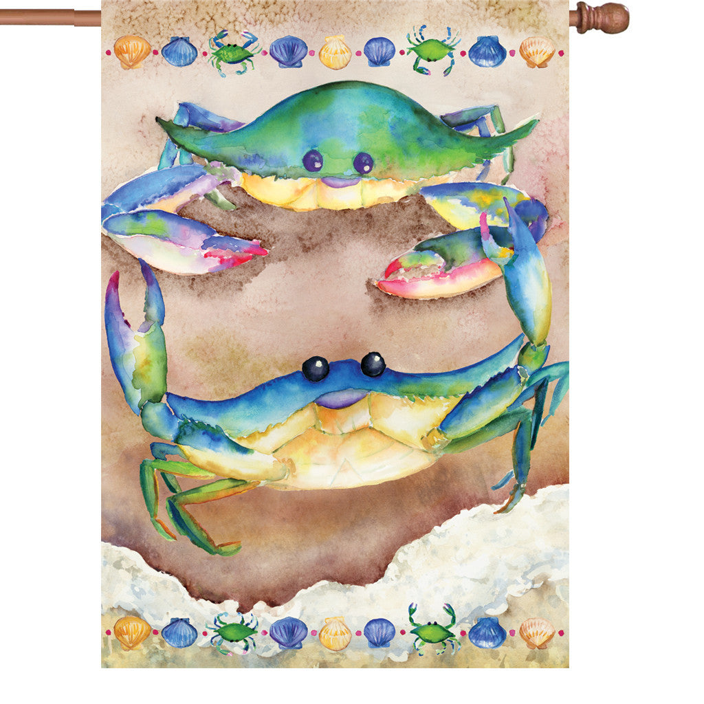 28 in. Blue Crab House Flag - Happy Crabs