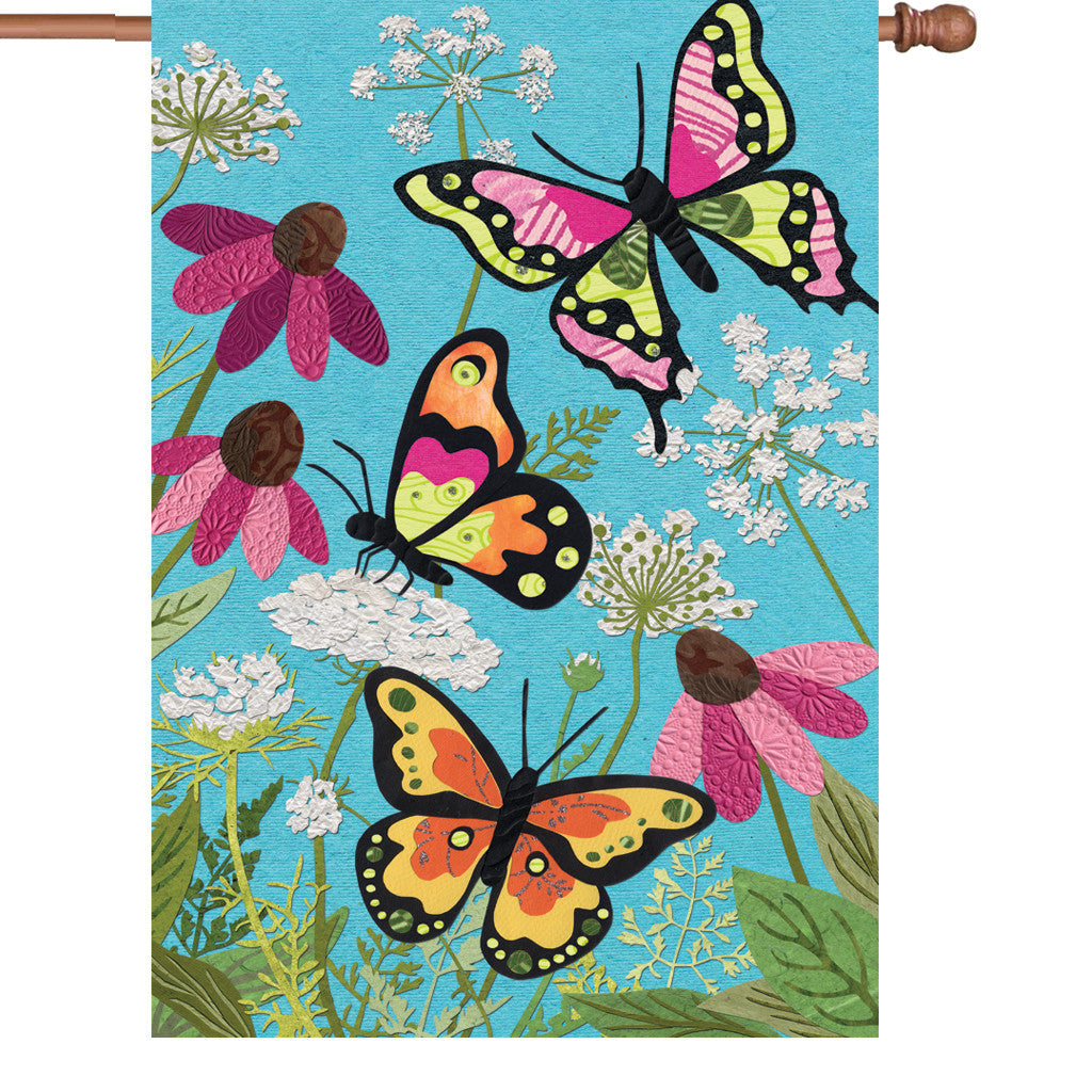 28 in. Butterfly House Flag - Fluttering Butterflies