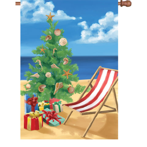 28 in. Beach Christmas House Flag - Coastal Christmas