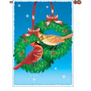 28 in. Christmas House Flag - Christmas Cardinals