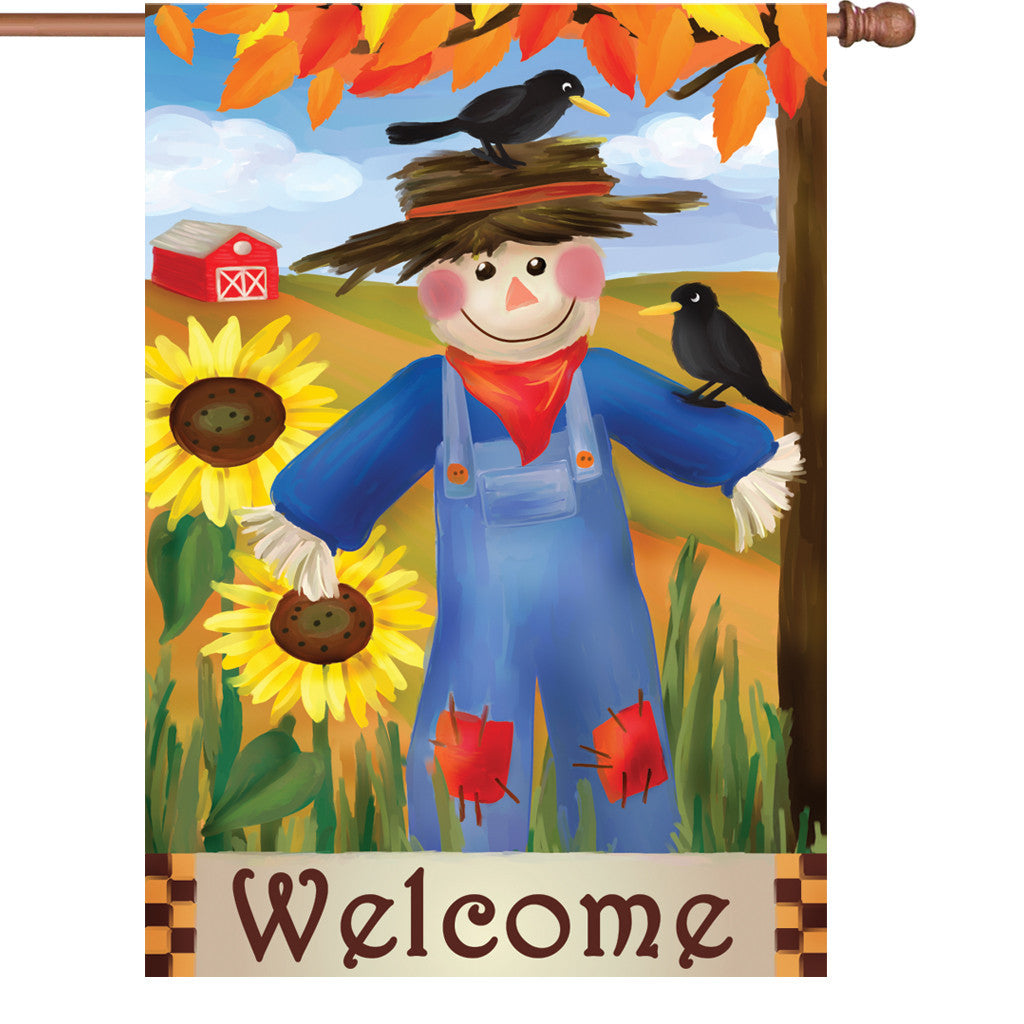 28 in. Thanksgiving House Flag - Harvest Scarecrow