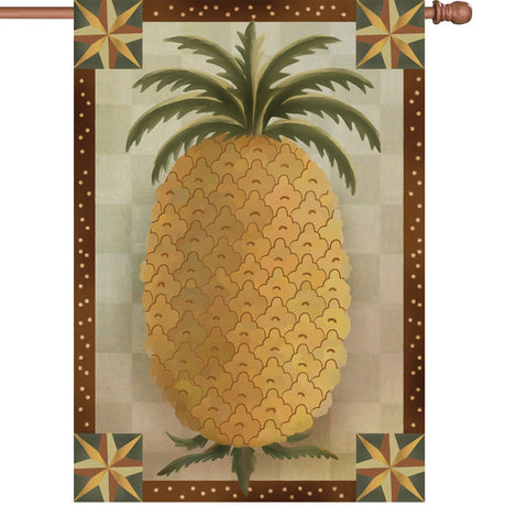 28 in. Country House Flag - Primitive Pineapple