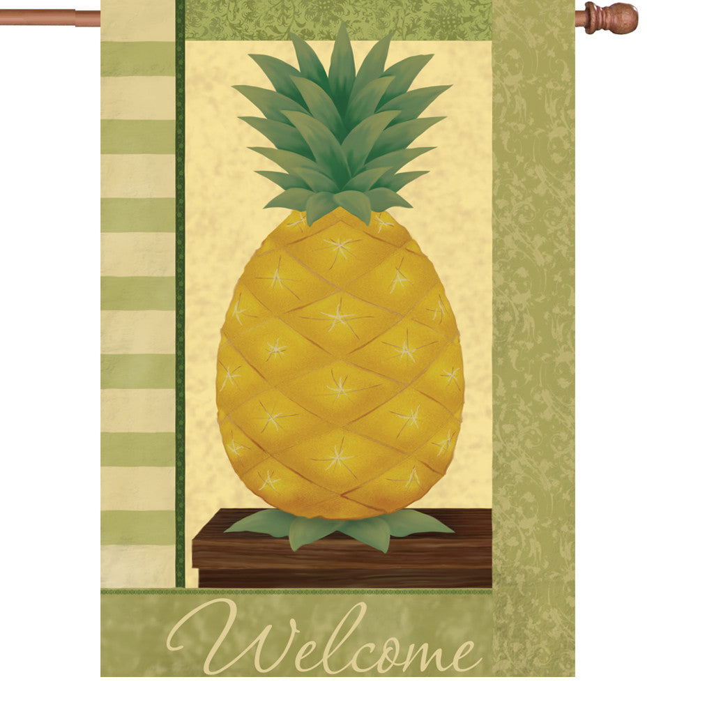 28 in. Vintage House Flag  - Pineapple Delight