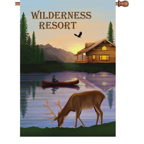 28 in. Woodland Moose House Flag - Wilderness Resort