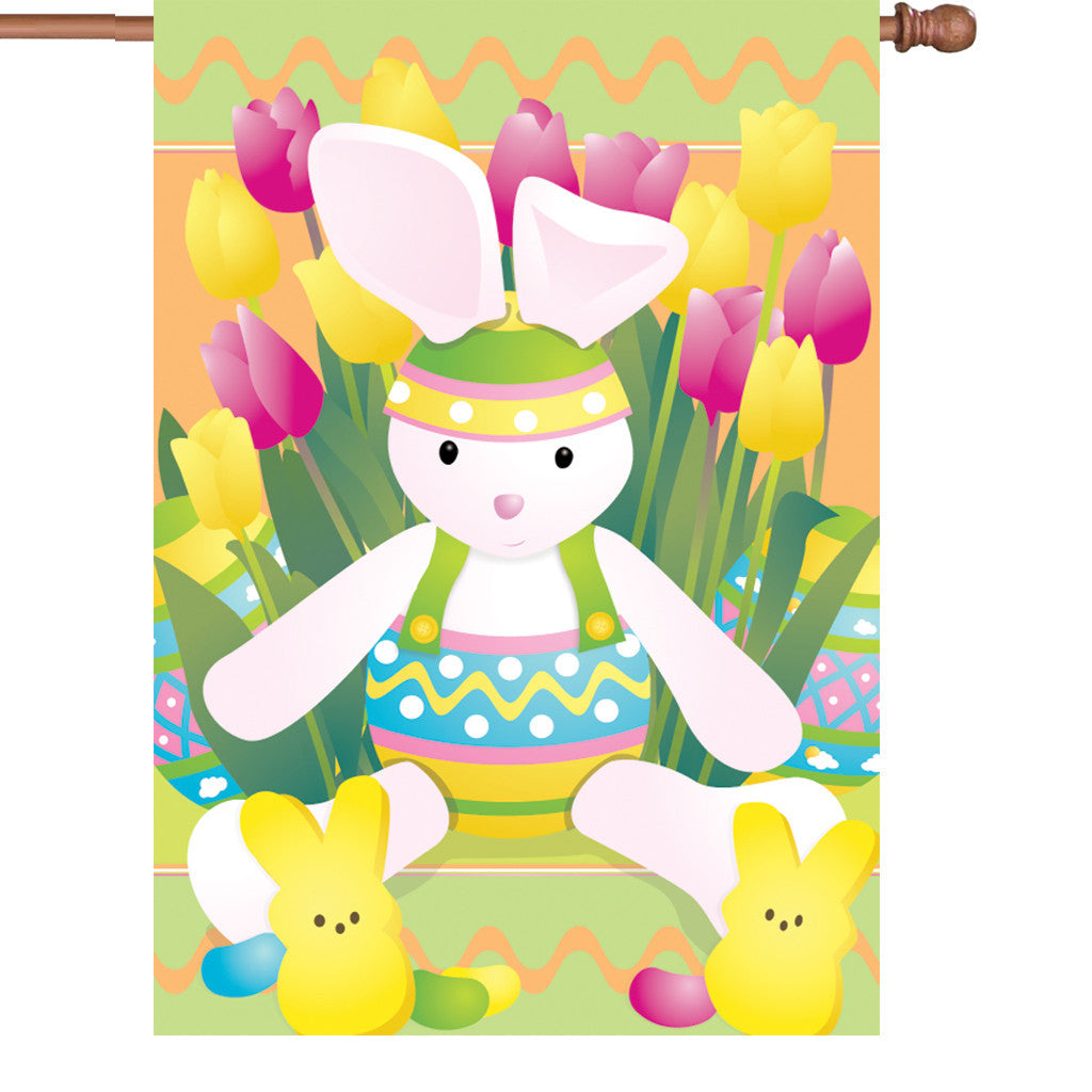 28 in. Easter House Flag  - Springtime Bunny