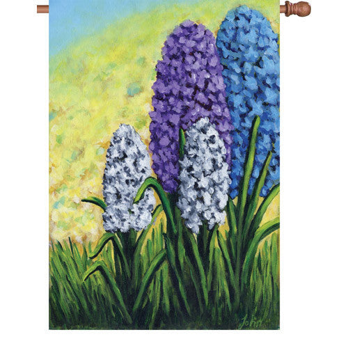 28 in. Flower House Flag - Hyacinths