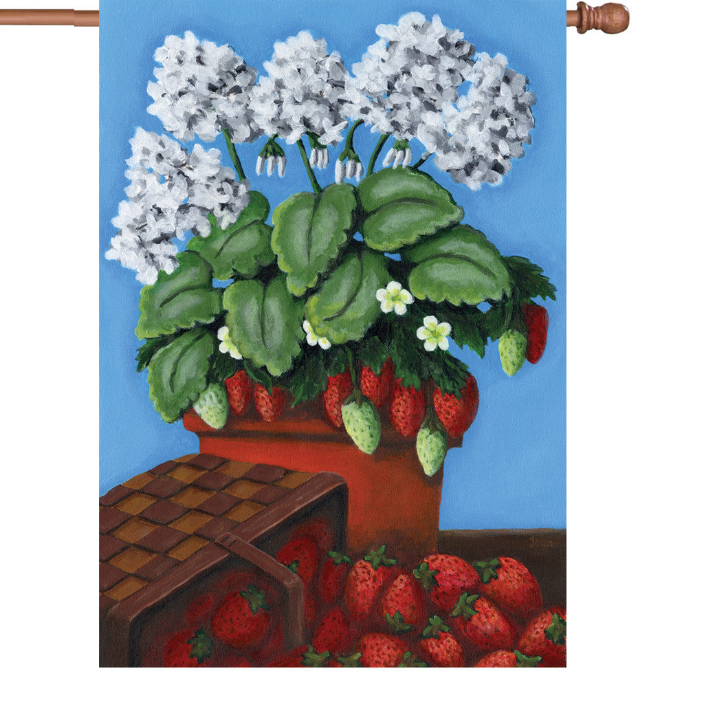 28 in. Strawberry House Flag - Berry Basket