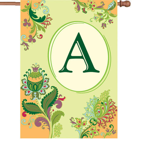28 in. Monogrammed House Flag - Spring Monogram - Letter A