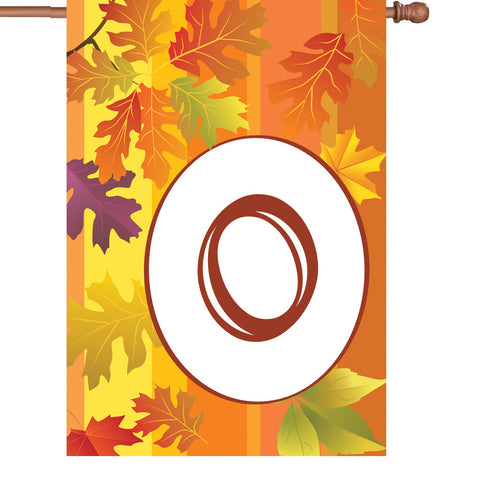 28 in. Monogrammed House Flag - Fall Monogram - Letter O