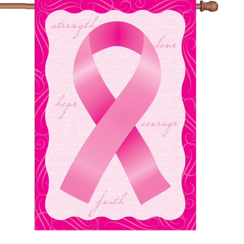 28 in. Breast Cancer House Flag - Pink Ribbon