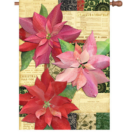 28 in. Christmas House Flag - Yuletide Poinsettia