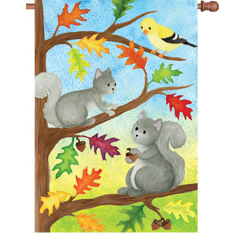 28 in. Fall House Flag - Squirrel Friends