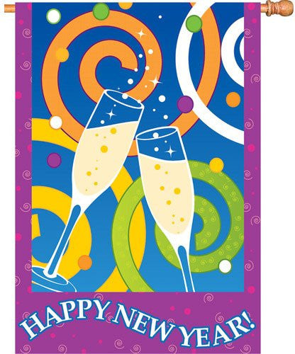 28 in. New Year's Eve House Flag - Happy New Year