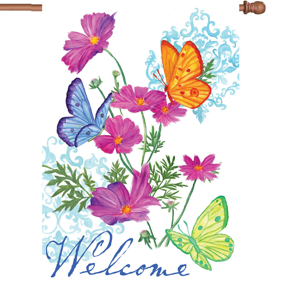28 in. Butterfly House Flag - Butterfly Trio