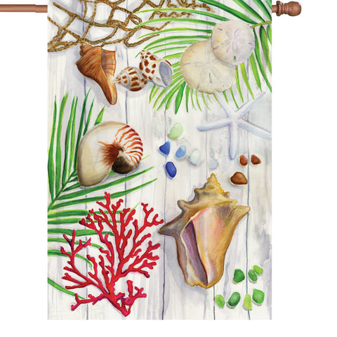 28 in. Seashell House Flag - Beach Combers Bounty