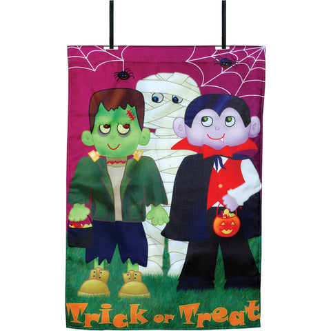 28 in. Halloween House Flag - Trick-or-Treat Monsters (Voice Controlled)