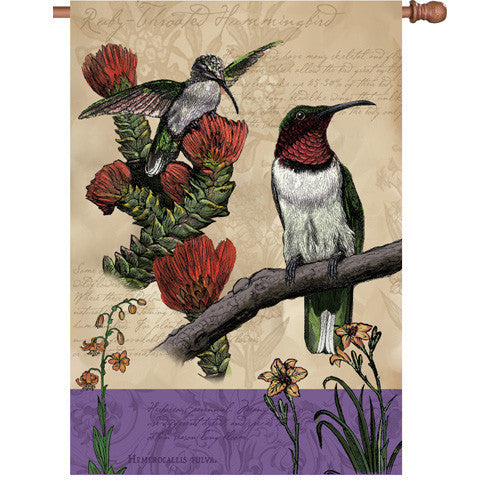 28 in. Vintage House Flag - All About Hummingbirds