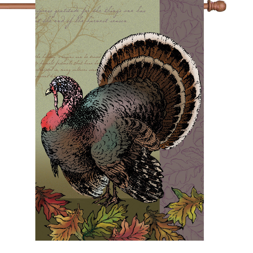 28 in. Thanksgiving House Flag - Fall Turkey