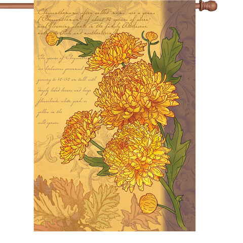 28 in. Vintage Floral House Flag - Chrysanthemums