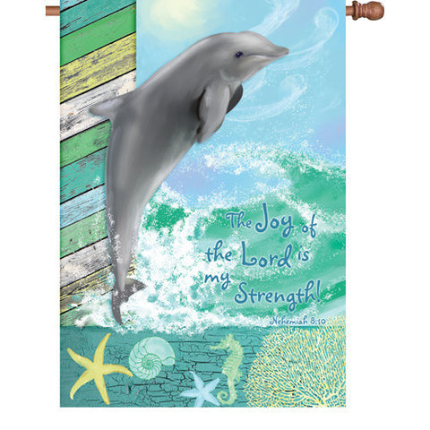 28 in. Dolphin House Flag - Joy of the Lord