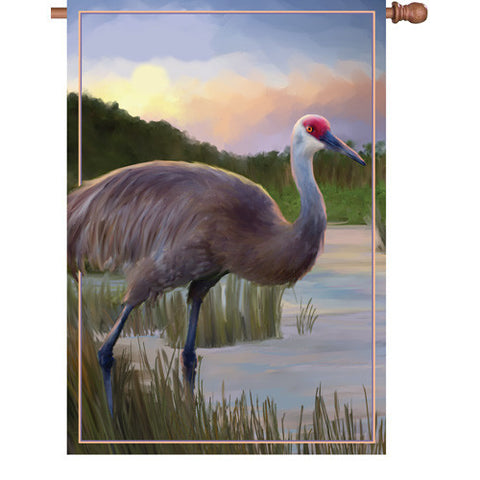 28 in. Coastal Bird House Flag - Sandhill Crane