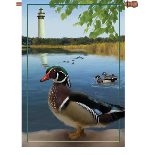 28 in. Coastal Bird House Flag - Wood Ducks