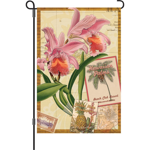 12 in. Vintage Garden Flag - Aloha Orchid