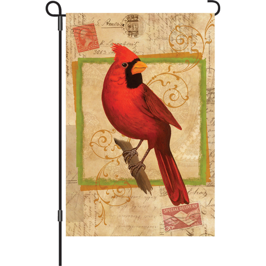 12 in. Vintage Garden Flag - Happy Cardinal