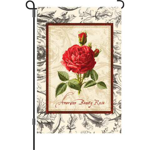 12 in. Vintage Garden Flag - American Beauty Rose