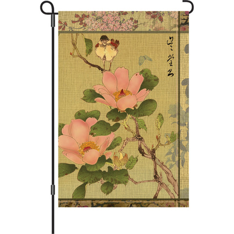 12 in. Asian Garden Flag - Peony and Bird