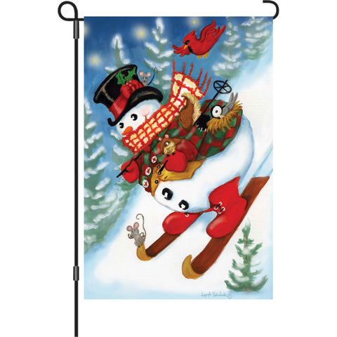 12 in. Christmas Garden Flag - Ski Party