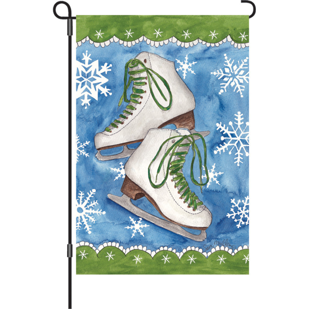 12 in. Christmas Garden Flag - Ice Skates & Snow