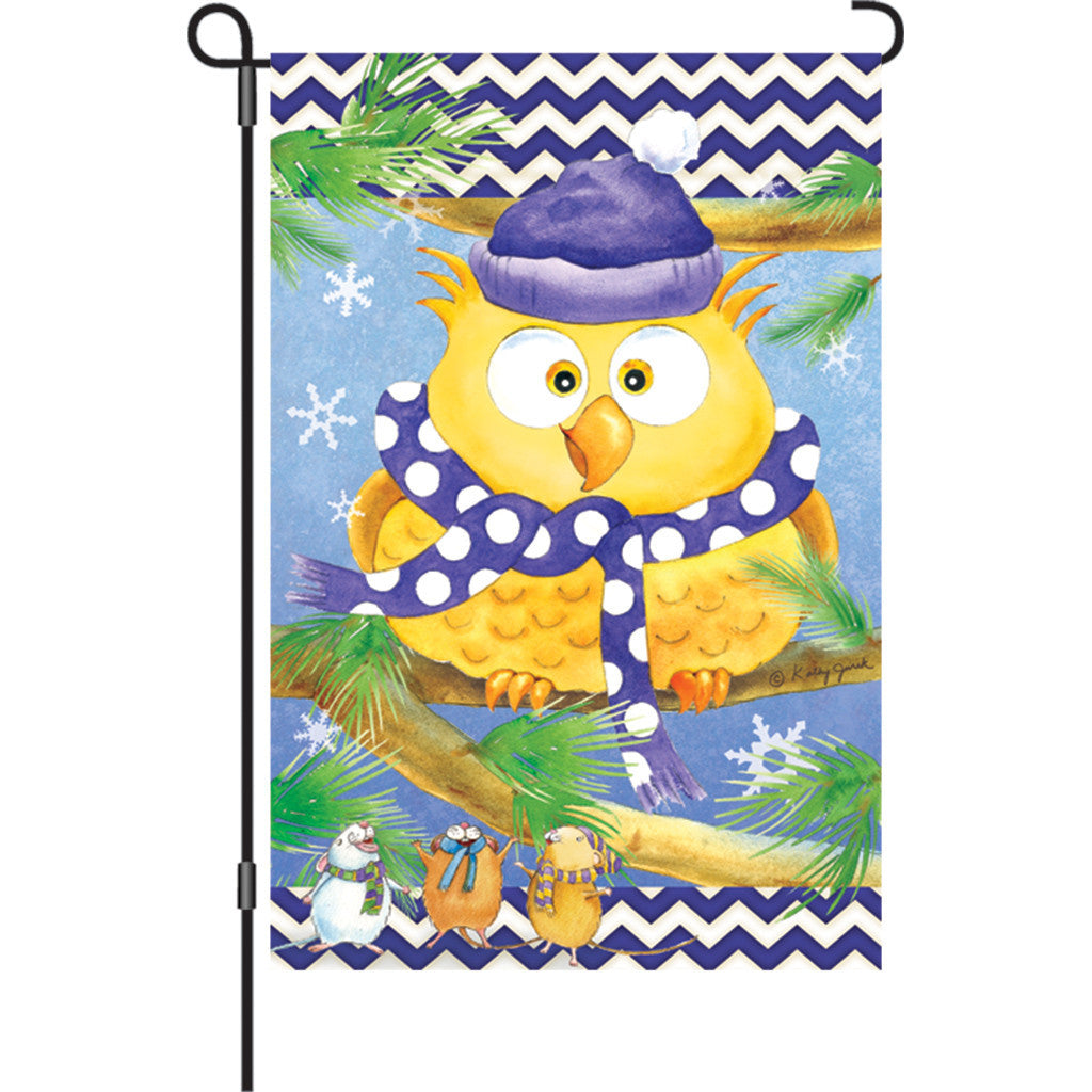 12 in. Christmas Bird Garden Flag - Winter Owl