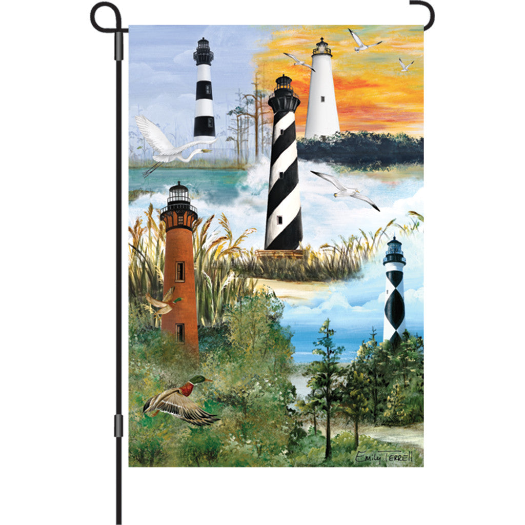 12 in. Coastal Beach Garden Flag - Outer Banks Lighthouses