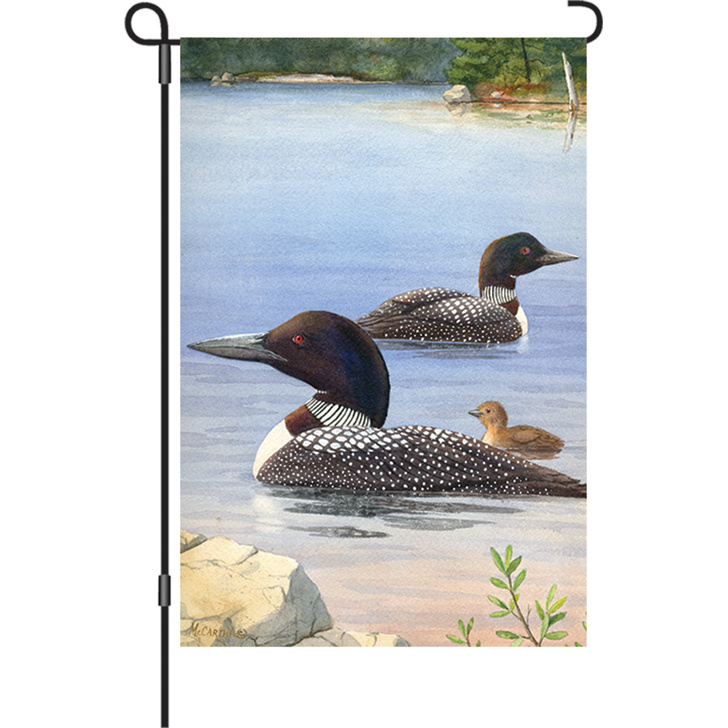 12 in. Water Bird Garden Flag - Loon Family