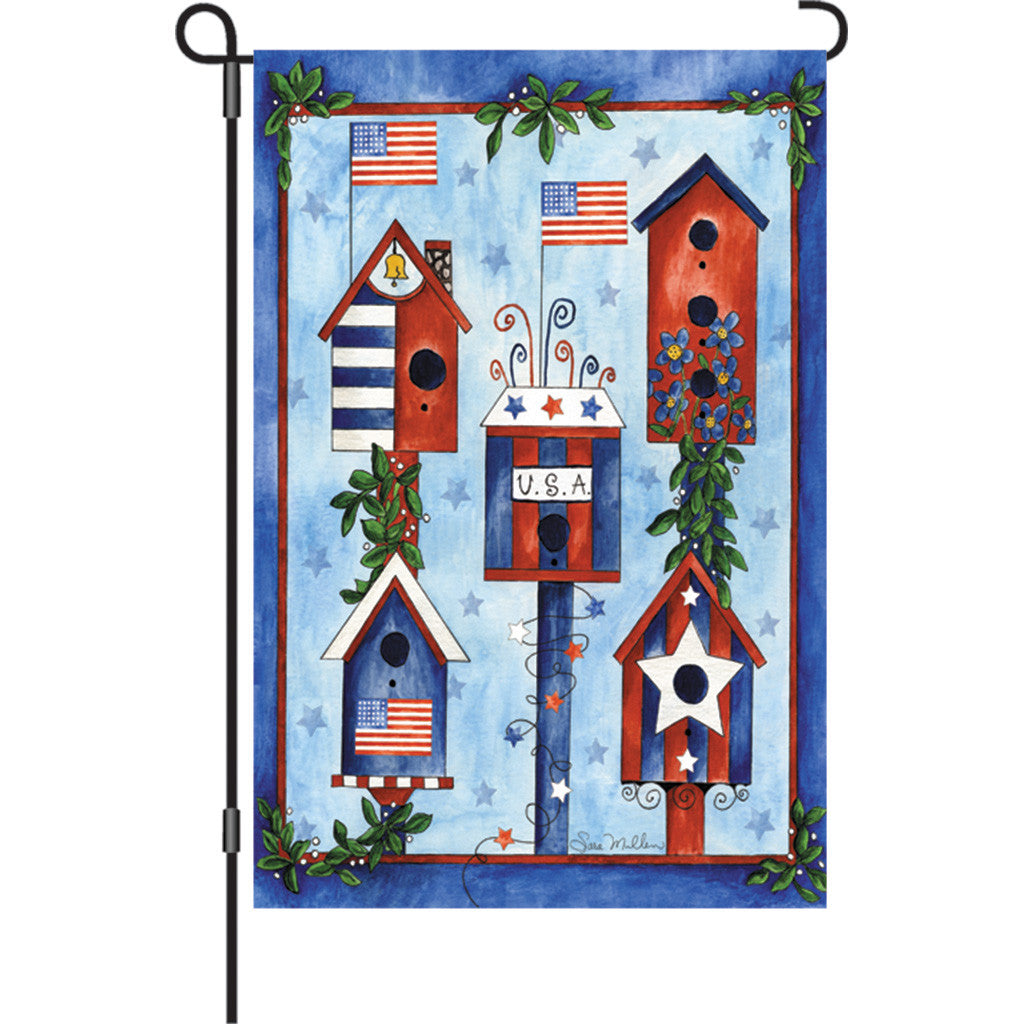 12 in. Patriotic/Memorial Day Garden Flag - Red, White and Blue Birdhouse