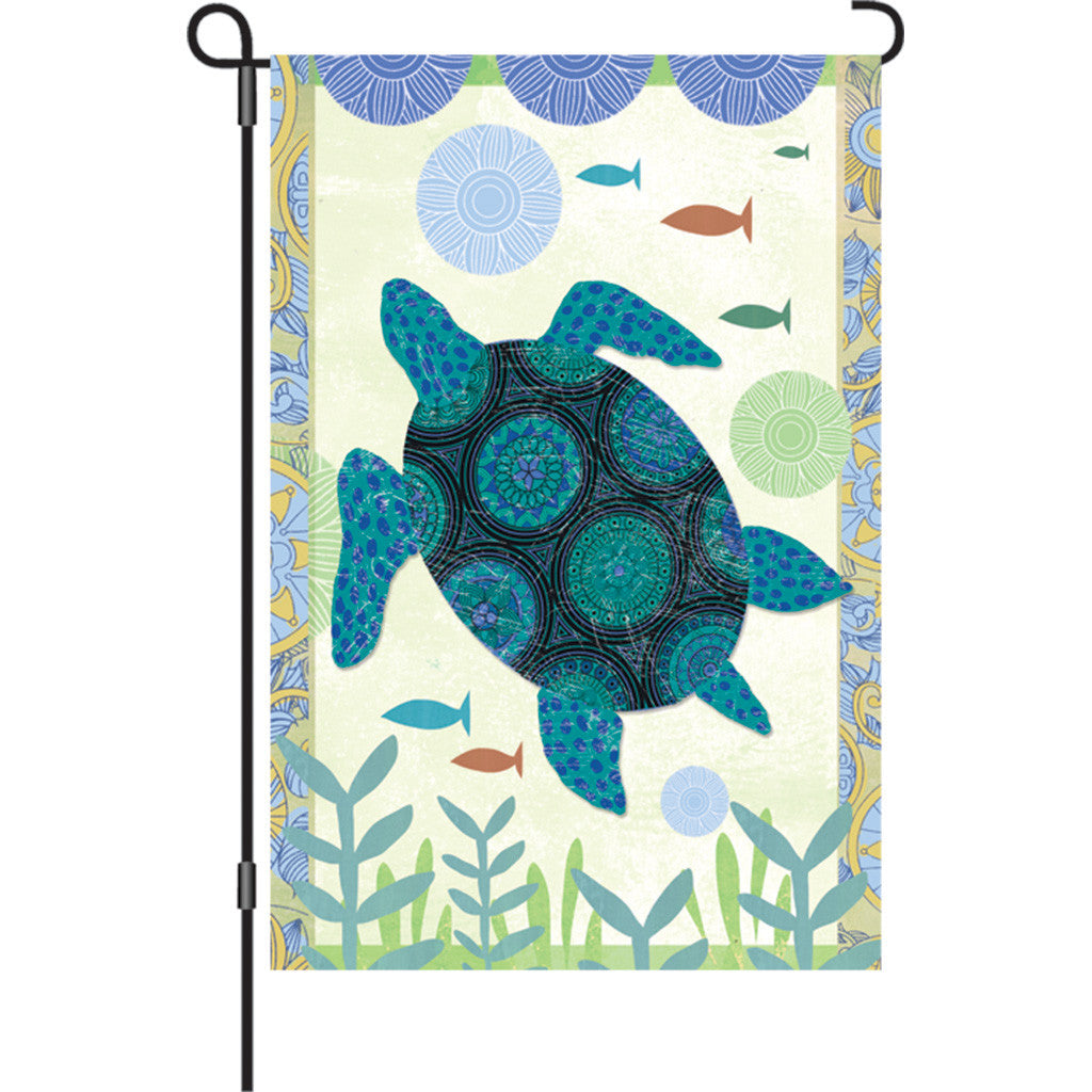 12 in. Patchwork Garden Flag - Blue Turtle