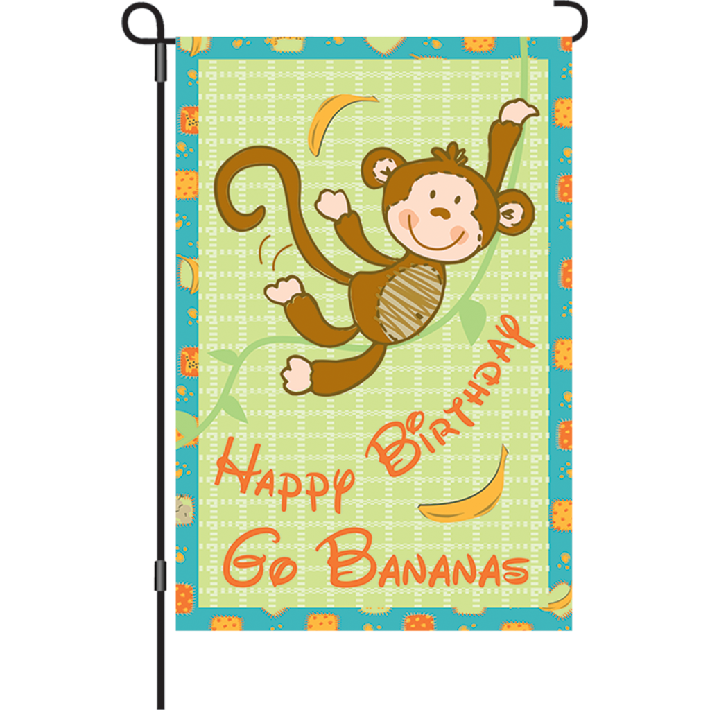12 in. Party Monkey Garden Flag - Go Bananas!
