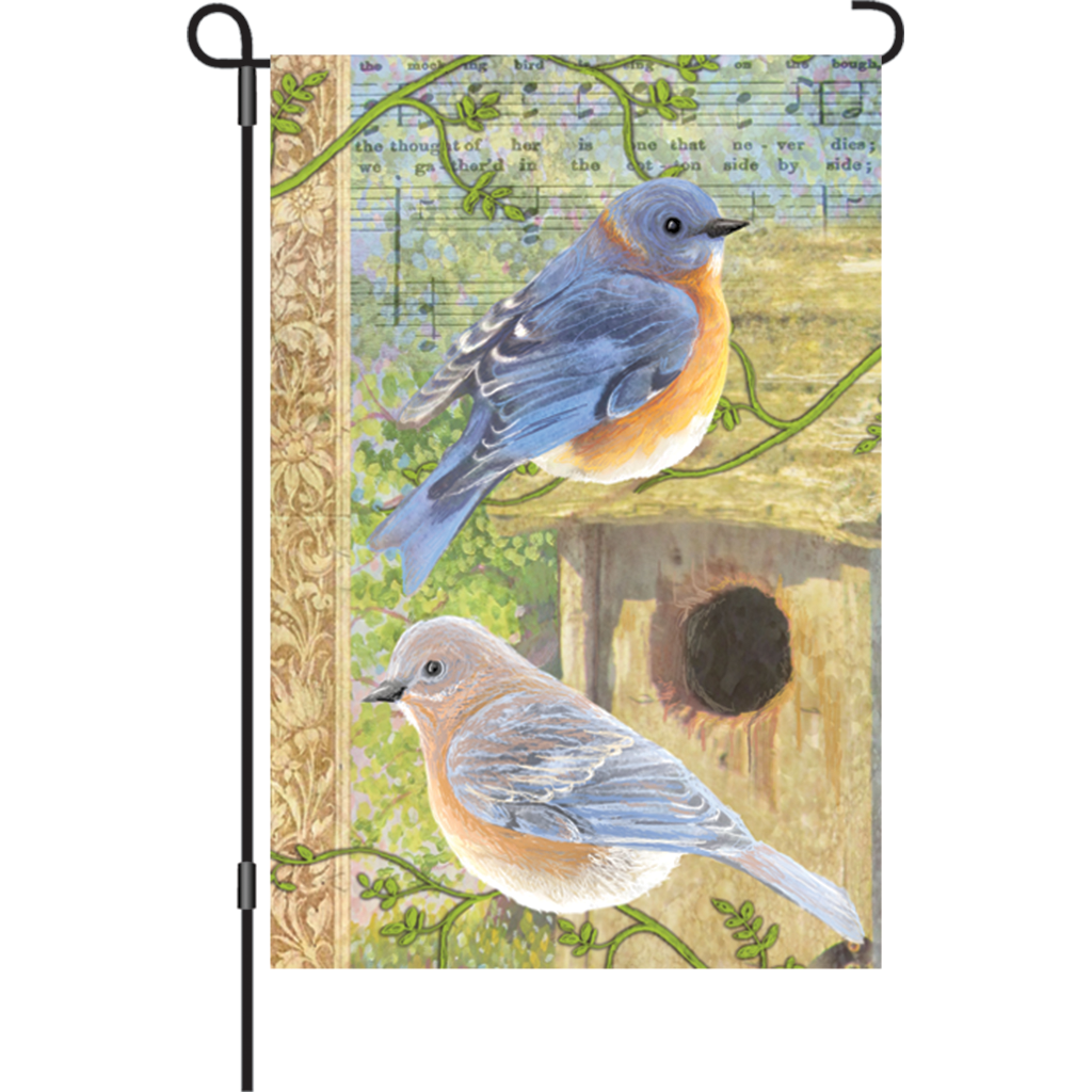 12 in. Vintage Garden Flag - Musical Bluebirds