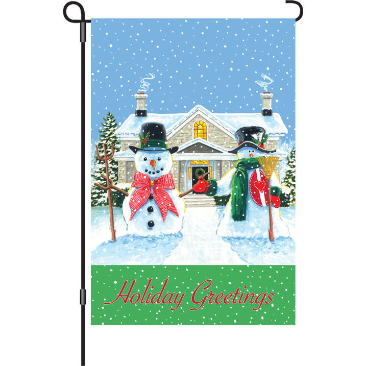 12 in. Holiday Greetings Garden Flag - American Snowman