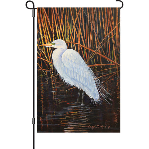 12 in. Marsh Wetland Garden Flag - Egret
