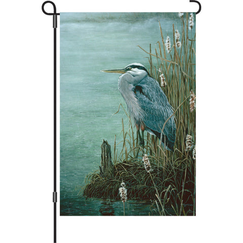 12 in. Blue Heron Bird Garden Flag - Rainy Day