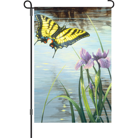 12 in. Butterfly Garden Flag - Swallowtail & Iris